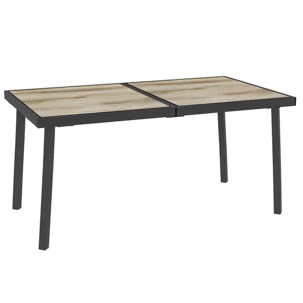 Rootz Havebord - Terrassebord - Udendørsbord til 6 personer - Trælook - Metalstel - Vejrbestandig - Grå - 145 x 85 x 72 cm
