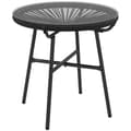 Miniatyrbillede 1 af 7: Rootz Havebord - Boho Style - Udendørs sidebord - PE Rattan - Hærdet glas - Vejrbestandig - Sort - 50cm x 50cm x 50cm