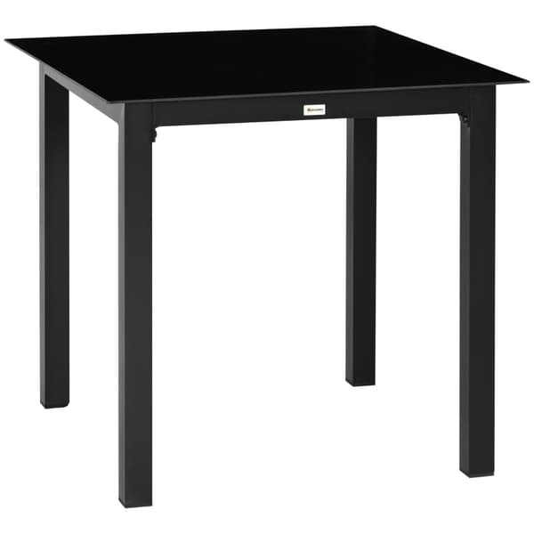 Rootz Garden Table - Ulkopöytä - Outdoor Lounge Pöytä - Säänkestävä - Karkaistu lasi - Musta - 80 x 80 x 74 cm