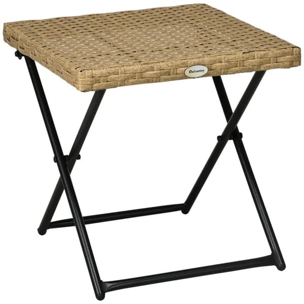 Rootz Trädgårdsbord - Polyrattan Balkongbord - Vikbart - Stålstomme - Lätt att rengöra - Polyrattan - Naturlig - 40x40x40 cm