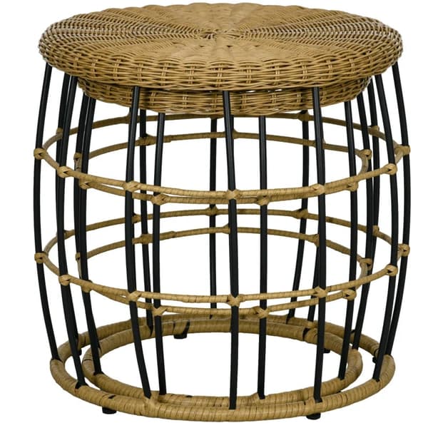 Rootz Sæt med 2 Havebord - Balkonbord - Sidebord - Boho Style - Vejrbestandig - Sort + Khaki - Ø58 x 53Hcm