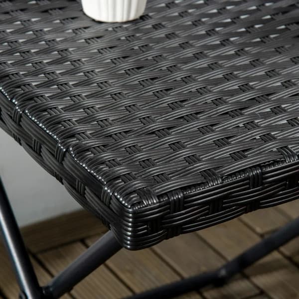 Rootz Polyrattan Balkonbord - Havebord - Sammenklappeligt - Stålstel - Let at rengøre - Sort - 40x40x40 cm