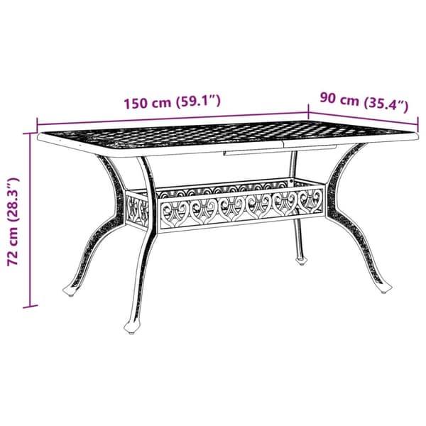 vidaXL Trädgårdsbord vit 150x90x72 cm gjuten aluminium