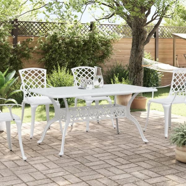 vidaXL Trädgårdsbord vit 150x90x72 cm gjuten aluminium