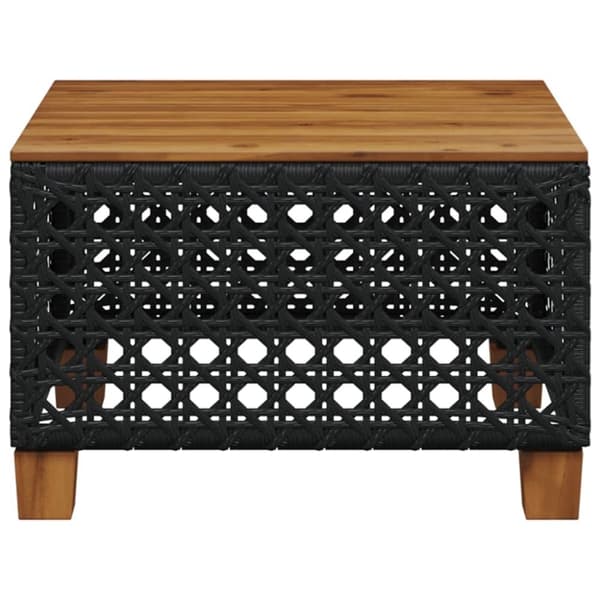 vidaXL havebord 55x55x36 cm polyrattan og akacietræ sort