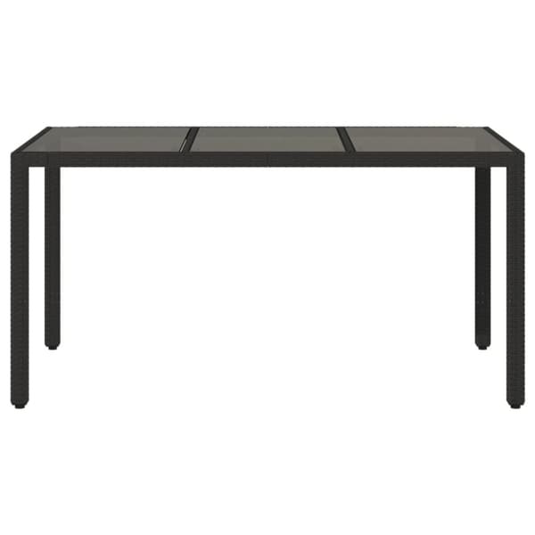 vidaXL havebord med glastop 150x90x75 cm polyrattan sort