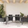 Miniatyrbillede 2 af 11: vidaXL havebord med glastop 150x90x75 cm polyrattan sort