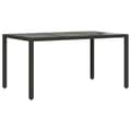 Miniatyrbillede 1 af 11: vidaXL havebord med glastop 150x90x75 cm polyrattan sort