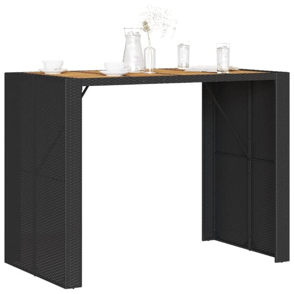 vidaXL havebord med akacietop 145x80x110 cm polyrattan sort