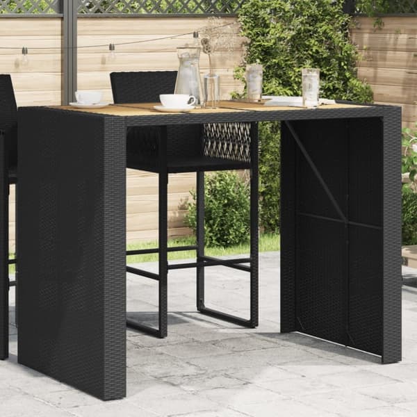 vidaXL havebord med akacietop 145x80x110 cm polyrattan sort