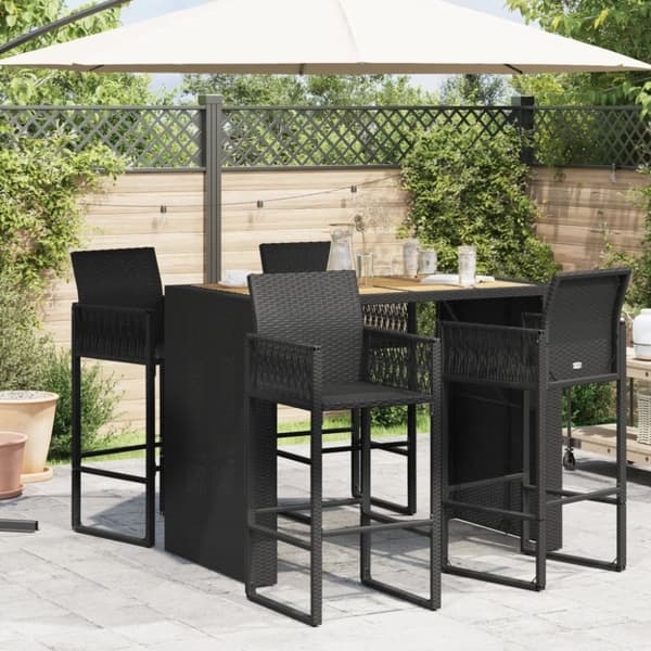 vidaXL havebord med akacietop 145x80x110 cm polyrattan sort