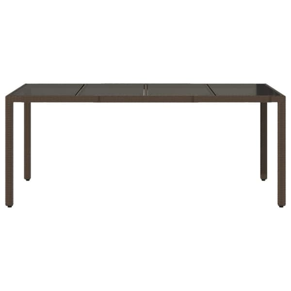 vidaXL havebord med glastop 190x90x75 cm polyrattan brun