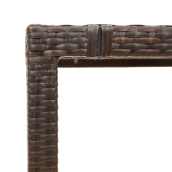 vidaXL havebord med glastop 190x90x75 cm polyrattan brun