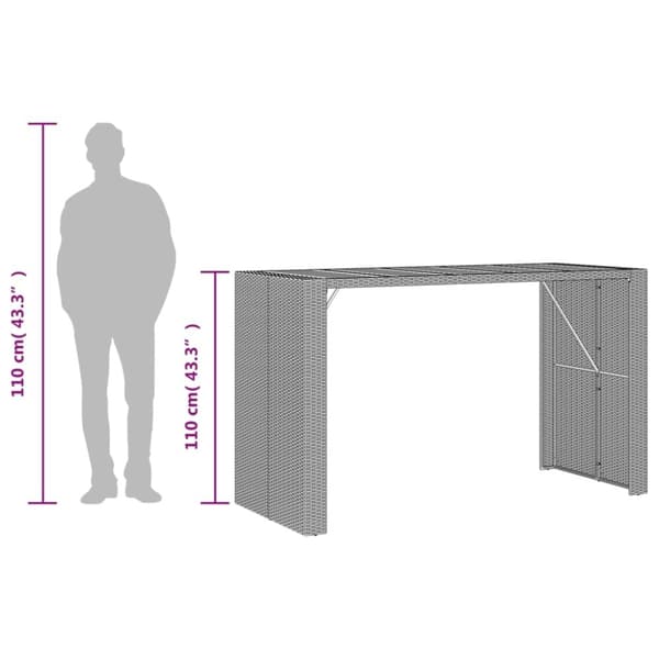 vidaXL Barbord med topp i akasie svart 185x80x110 cm polyrotting