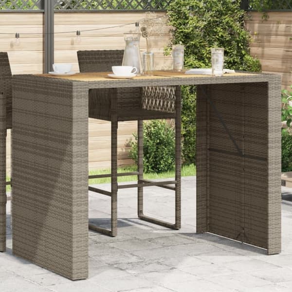 vidaXL havebord med top i akacietræ 145x80x110 cm polyrattan grå