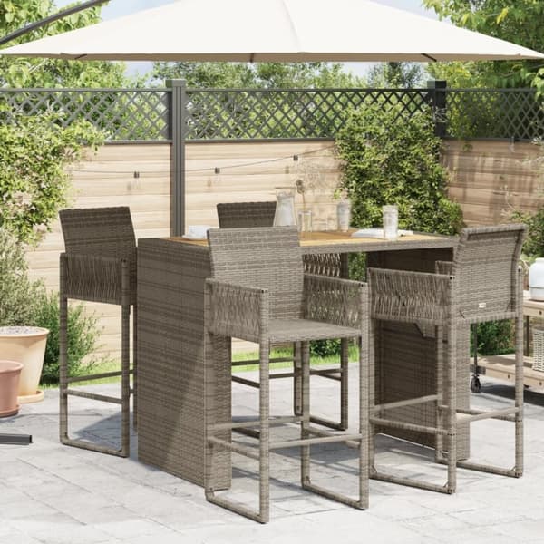 vidaXL havebord med top i akacietræ 145x80x110 cm polyrattan grå
