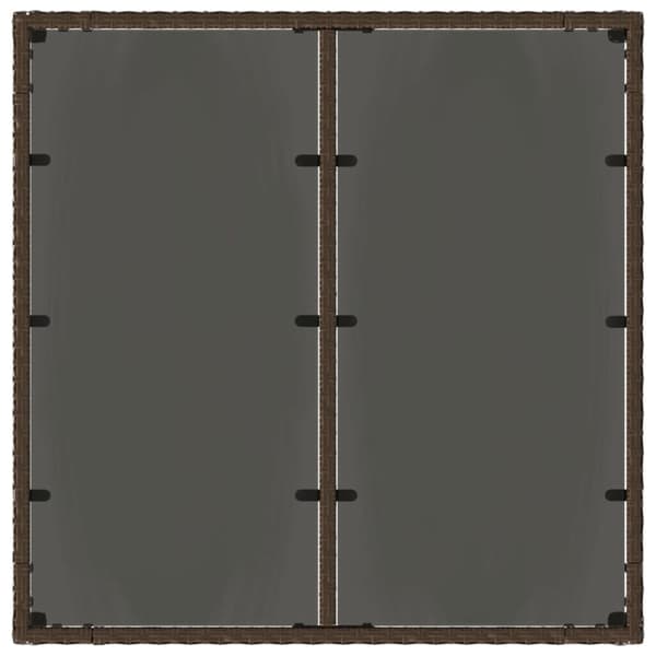 vidaXL havebord med glastop 90x90x75 cm polyrattan brun