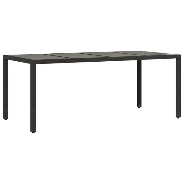 vidaXL Puutarhapöytä lasipöytälevy musta 190x90x75 cm polyrottinki