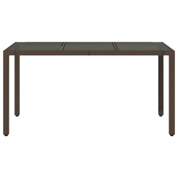 vidaXL havebord med glastop 150x90x75 cm polyrattan brun
