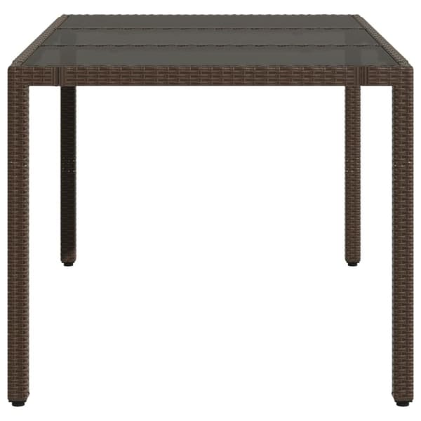 vidaXL havebord med glastop 150x90x75 cm polyrattan brun