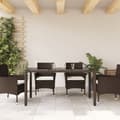 Miniatyrbillede 2 af 11: vidaXL havebord med glastop 150x90x75 cm polyrattan brun