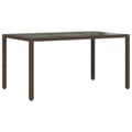 Miniatyrbillede 1 af 11: vidaXL havebord med glastop 150x90x75 cm polyrattan brun