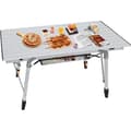 Miniatyrbild 1 av 4: YUENFONG Hopfällbart campingbord med aluminiumstomme, Fällbart campingbord, höjdjusterbart, upp till 30 kg, 90 x 52 cm (silver)