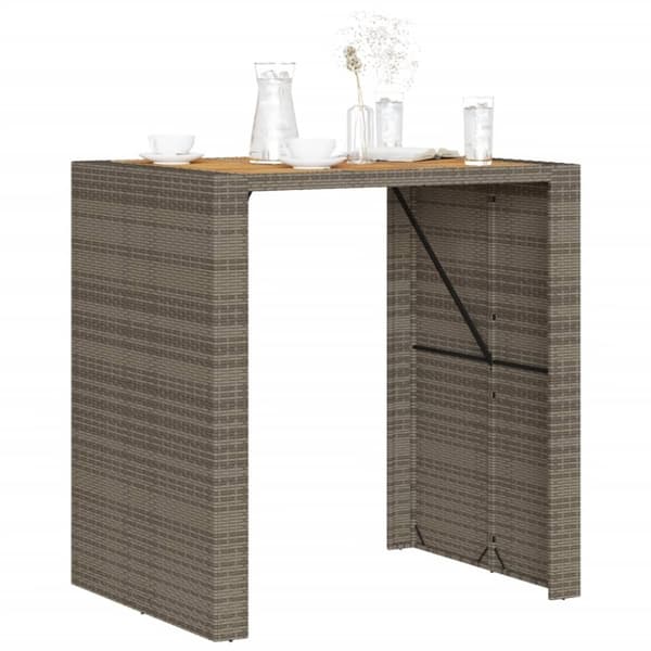 vidaXL havebord med akacietop 105x80x110 cm polyrattan grå