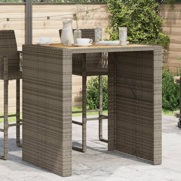 vidaXL havebord med akacietop 105x80x110 cm polyrattan grå