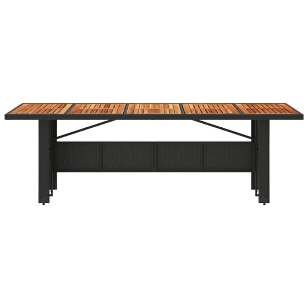 vidaXL havebord med akacietop 240x90x75 cm polyrattan sort