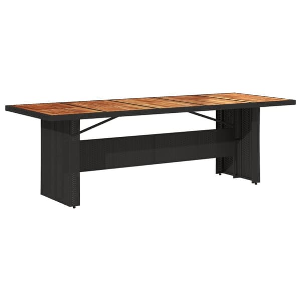 vidaXL havebord med akacietop 240x90x75 cm polyrattan sort