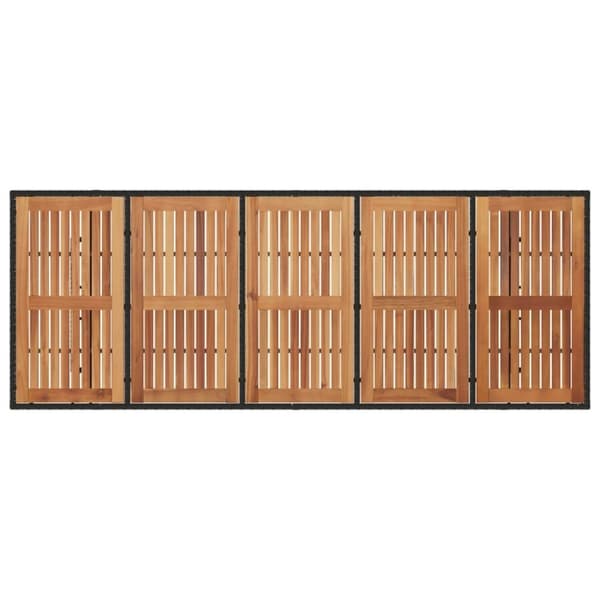 vidaXL havebord med akacietop 240x90x75 cm polyrattan sort