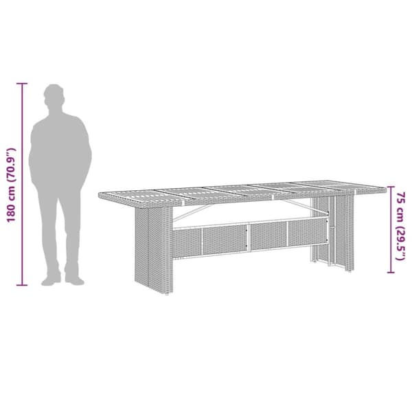 vidaXL havebord med akacietop 240x90x75 cm polyrattan sort
