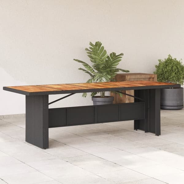 vidaXL havebord med akacietop 240x90x75 cm polyrattan sort