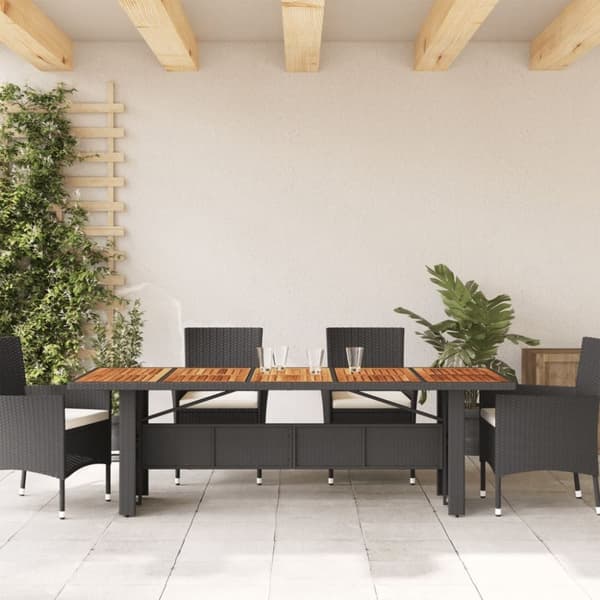 vidaXL havebord med akacietop 240x90x75 cm polyrattan sort