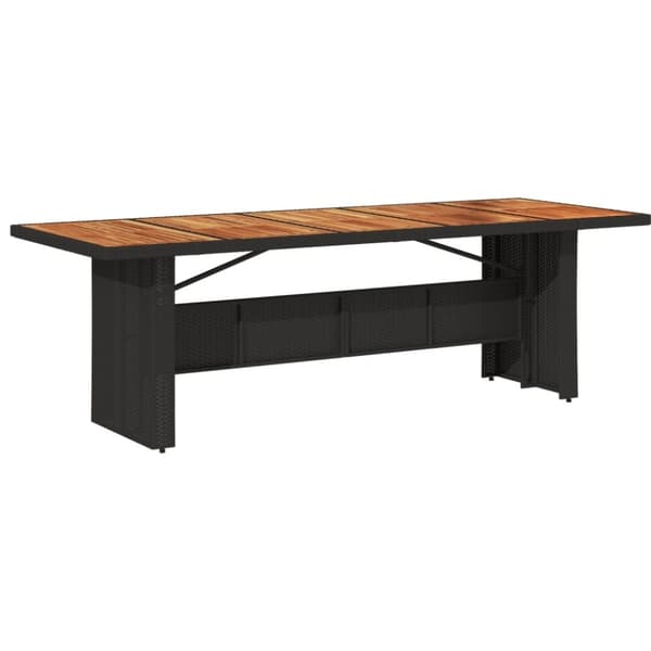 vidaXL havebord med akacietop 240x90x75 cm polyrattan sort