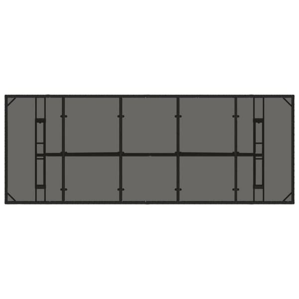 vidaXL Trädgårdsbord med glasskiva svart 240x90x75 cm konstrotting
