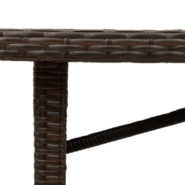 vidaXL havebord med glastop 240x90x75 cm polyrattan brun