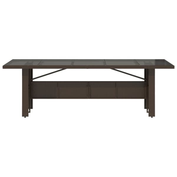 vidaXL Trädgårdsbord med glasskiva brun 240x90x75 cm konstrotting
