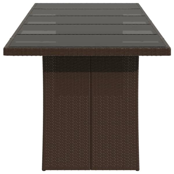 vidaXL Trädgårdsbord med glasskiva brun 240x90x75 cm konstrotting