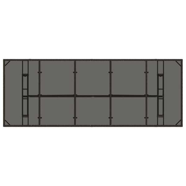 vidaXL Trädgårdsbord med glasskiva brun 240x90x75 cm konstrotting
