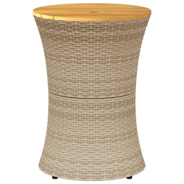 vidaXL sidebord trommeformet polyrattan og massivt træ beige