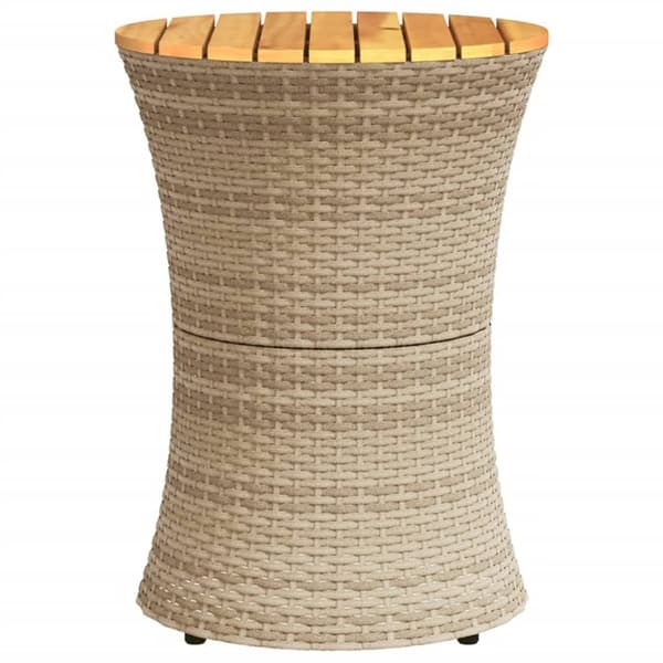 vidaXL sidebord trommeformet polyrattan og massivt træ beige