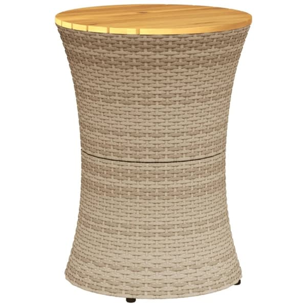vidaXL sidebord trommeformet polyrattan og massivt træ beige