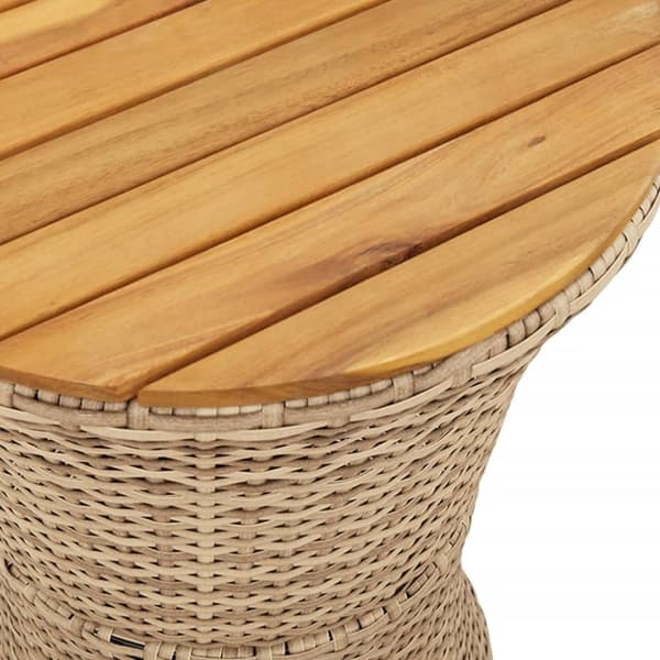 vidaXL sidebord trommeformet polyrattan og massivt træ beige