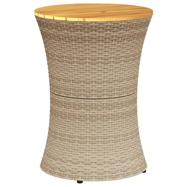 vidaXL sidebord trommeformet polyrattan og massivt træ beige