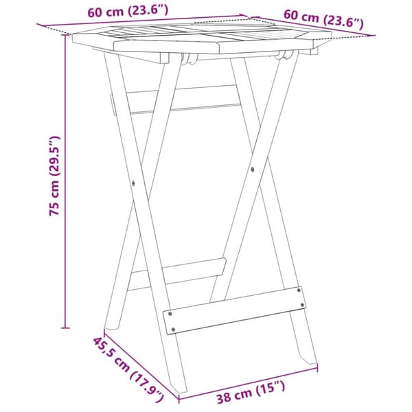vidaXL Sammenleggbart hagebord Ø60x75 cm heltre akasie