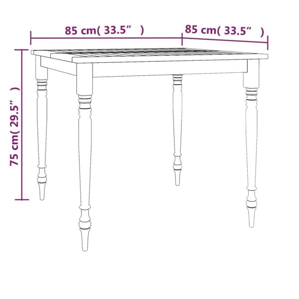 vidaXL Batavia-bord 85x85x75 cm massivt teaktræ