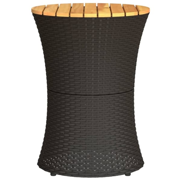 vidaXL sidebord trommeformet polyrattan og massivt træ sort