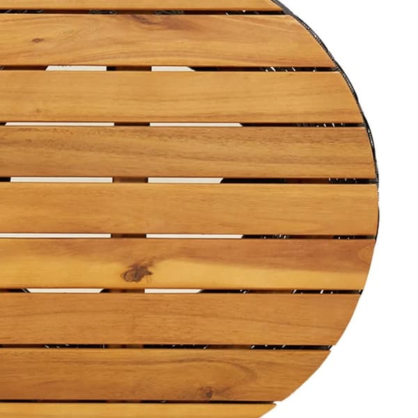 vidaXL sidebord trommeformet polyrattan og massivt træ sort